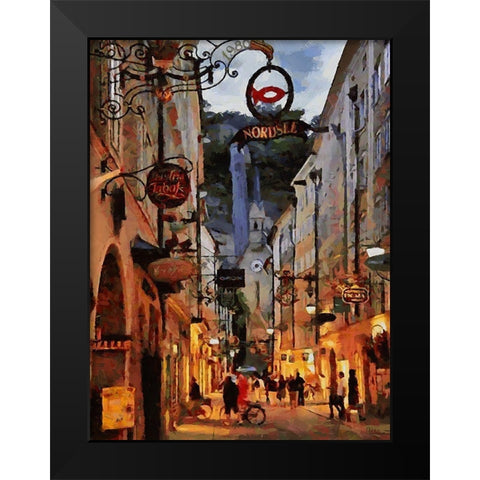 Old Town with the Lights III Black Modern Wood Framed Art Print by Medeiros, Celito