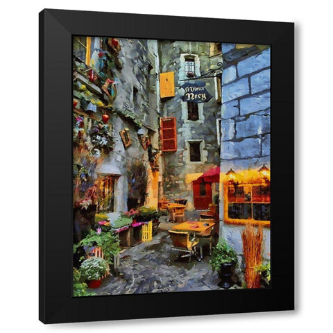 Old Town with the Lights IV Black Modern Wood Framed Art Print by Medeiros, Celito