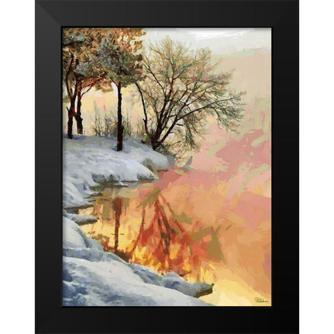 Snow Pond in Winter I Black Modern Wood Framed Art Print by Medeiros, Celito