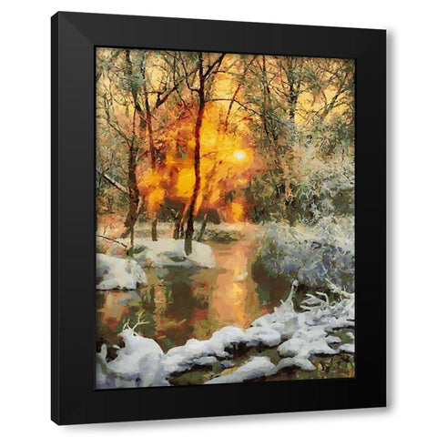 Snow Pond in Winter II Black Modern Wood Framed Art Print with Double Matting by Medeiros, Celito