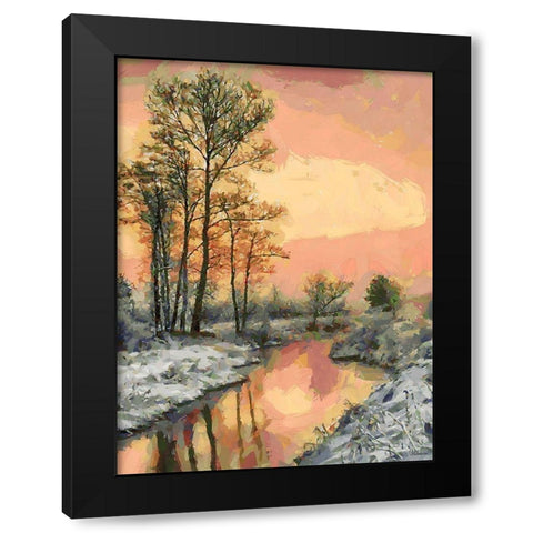 Snow Pond in Winter III Black Modern Wood Framed Art Print by Medeiros, Celito