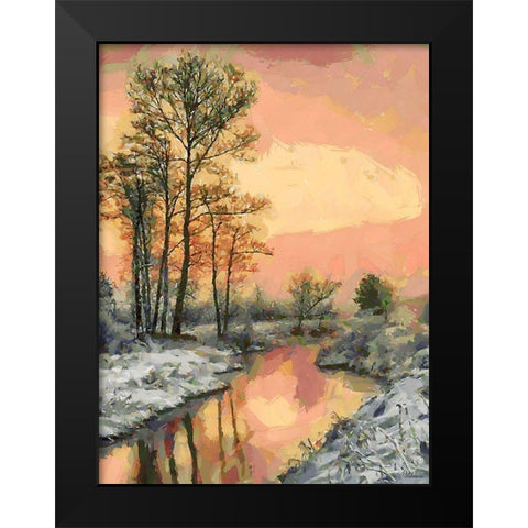 Snow Pond in Winter III Black Modern Wood Framed Art Print by Medeiros, Celito