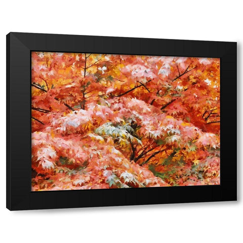 Autumn Leaves Black Modern Wood Framed Art Print by Medeiros, Celito
