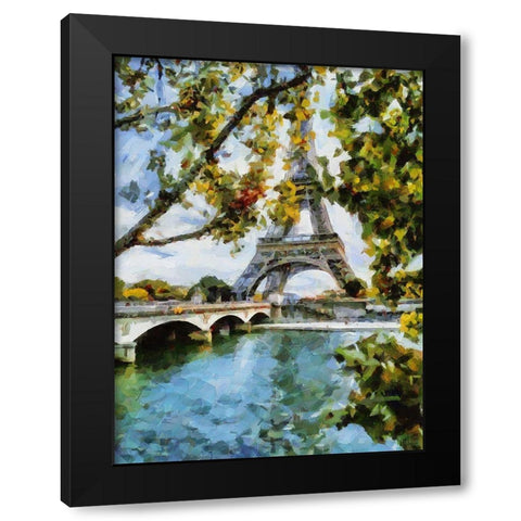 Eifell Tower view from the Lake Black Modern Wood Framed Art Print with Double Matting by Medeiros, Celito