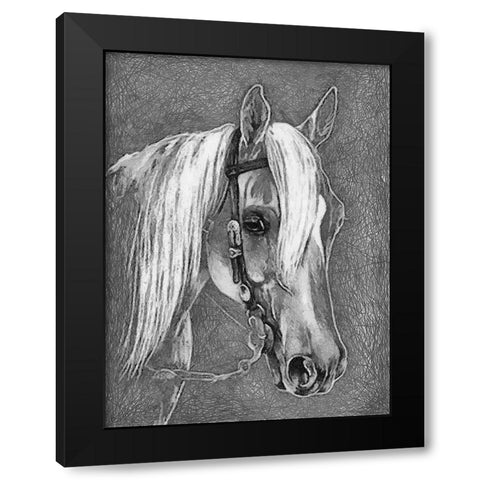 Horse Face BW I Black Modern Wood Framed Art Print by Medeiros, Celito