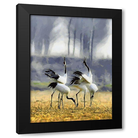 Storks Black Modern Wood Framed Art Print by Medeiros, Celito