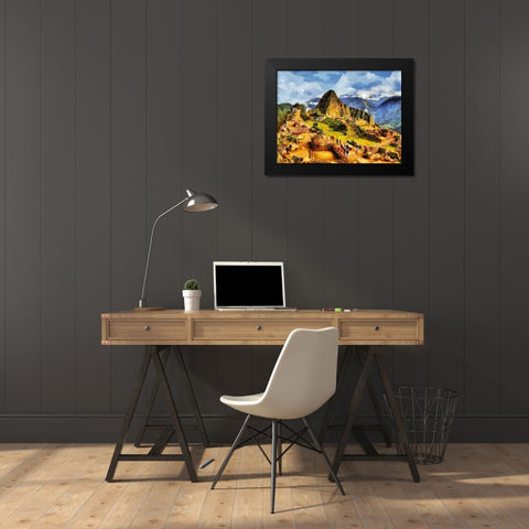 Machu Picchu Black Modern Wood Framed Art Print by Medeiros, Celito