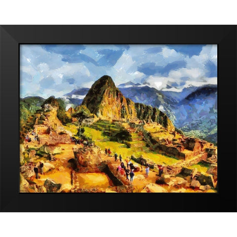 Machu Picchu Black Modern Wood Framed Art Print by Medeiros, Celito
