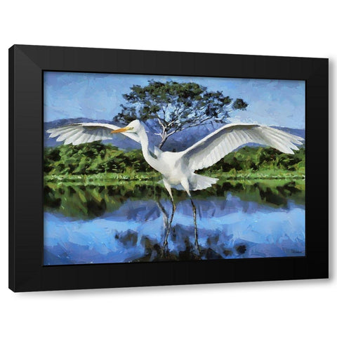 Storks on the Lake II Black Modern Wood Framed Art Print with Double Matting by Medeiros, Celito