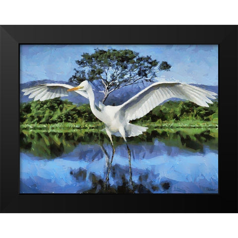 Storks on the Lake II Black Modern Wood Framed Art Print by Medeiros, Celito
