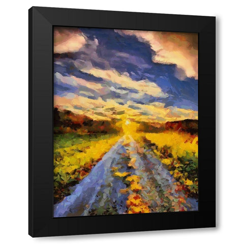 Sunset Road Black Modern Wood Framed Art Print with Double Matting by Medeiros, Celito