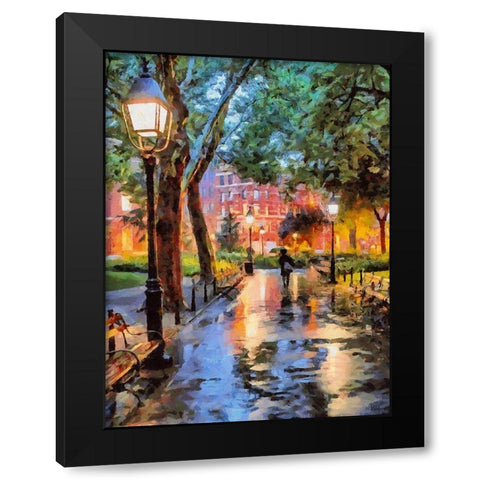 Evening in the Park Black Modern Wood Framed Art Print by Medeiros, Celito