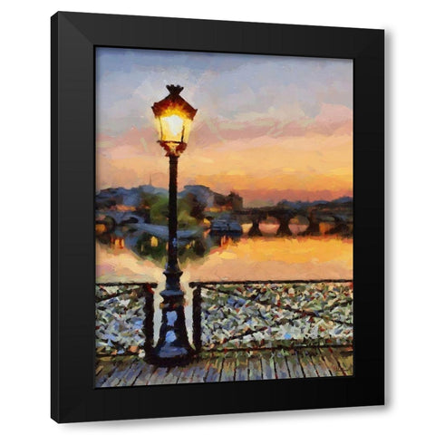 Bridge View with Lamp Black Modern Wood Framed Art Print with Double Matting by Medeiros, Celito