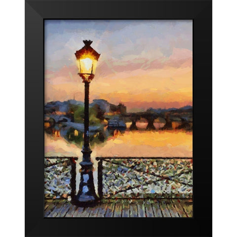 Bridge View with Lamp Black Modern Wood Framed Art Print by Medeiros, Celito