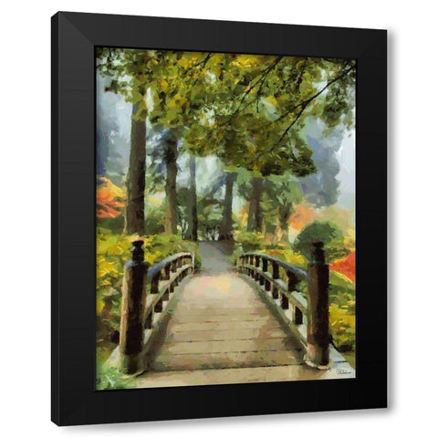Wooden Bridge in the Park Black Modern Wood Framed Art Print by Medeiros, Celito