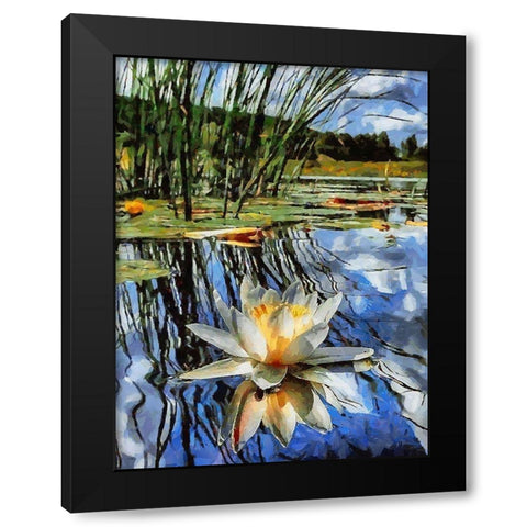 Watterlilly Black Modern Wood Framed Art Print by Medeiros, Celito