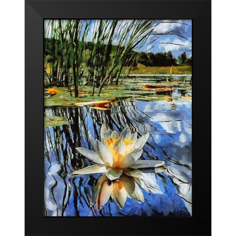 Watterlilly Black Modern Wood Framed Art Print by Medeiros, Celito