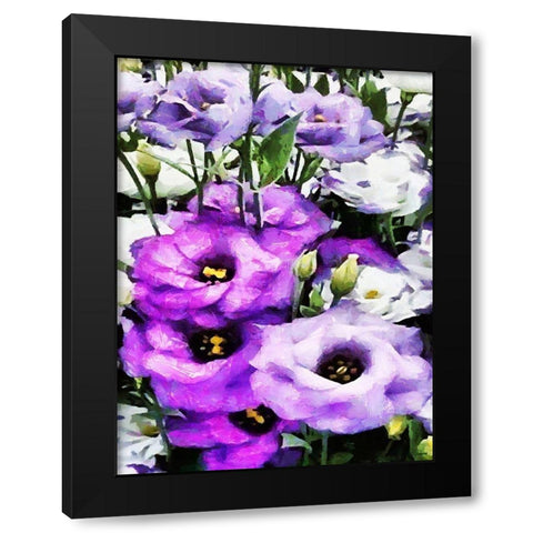 Purple Flowers Black Modern Wood Framed Art Print by Medeiros, Celito