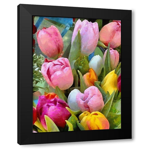 Many Tulips Black Modern Wood Framed Art Print by Medeiros, Celito