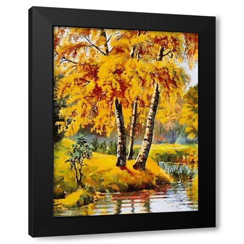 Three Birches Black Modern Wood Framed Art Print by Medeiros, Celito
