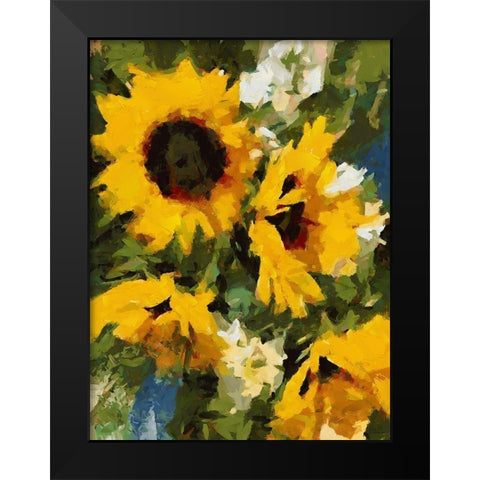 Sunflowers Black Modern Wood Framed Art Print by Medeiros, Celito