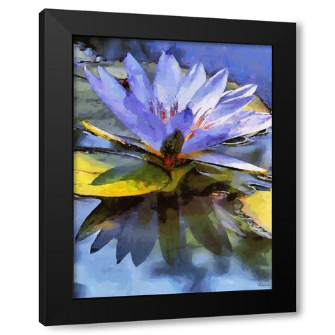 Purple Watterlilly Black Modern Wood Framed Art Print by Medeiros, Celito