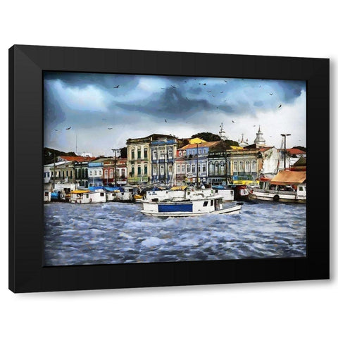 Small Harbour Black Modern Wood Framed Art Print by Medeiros, Celito