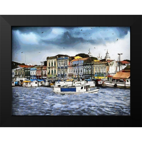 Small Harbour Black Modern Wood Framed Art Print by Medeiros, Celito