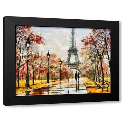 A Walk in Paris Black Modern Wood Framed Art Print by Medeiros, Celito