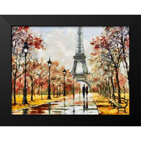 A Walk in Paris Black Modern Wood Framed Art Print by Medeiros, Celito