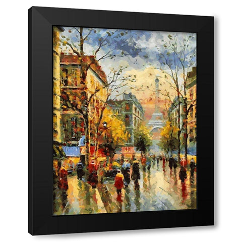 Eiffel Tower from Distance Black Modern Wood Framed Art Print by Medeiros, Celito