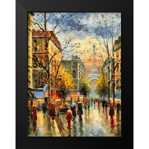 Eiffel Tower from Distance Black Modern Wood Framed Art Print by Medeiros, Celito