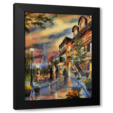 House in Paris Black Modern Wood Framed Art Print by Medeiros, Celito