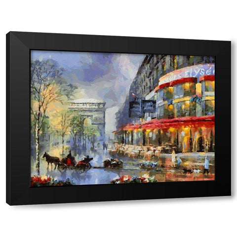 Arc de Triomphe in Paris Black Modern Wood Framed Art Print with Double Matting by Medeiros, Celito