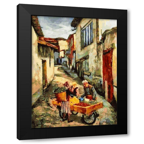 Street Vendor Black Modern Wood Framed Art Print with Double Matting by Medeiros, Celito