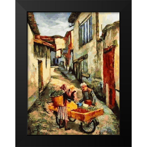 Street Vendor Black Modern Wood Framed Art Print by Medeiros, Celito