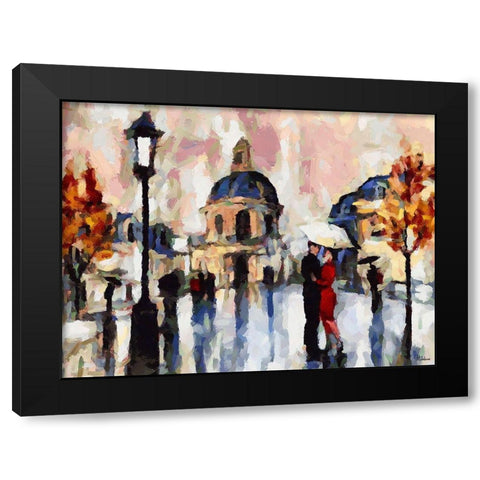 Walking Couples of Lovers II Black Modern Wood Framed Art Print by Medeiros, Celito