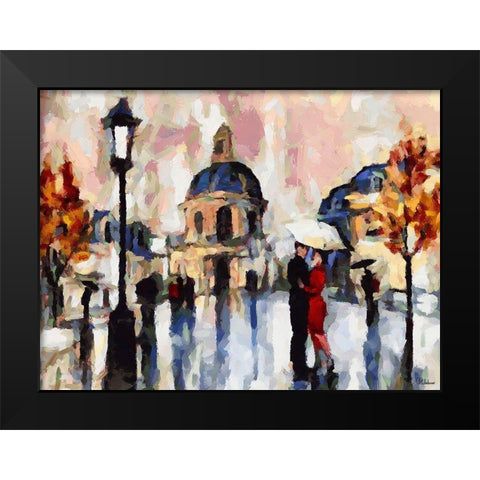 Walking Couples of Lovers II Black Modern Wood Framed Art Print by Medeiros, Celito