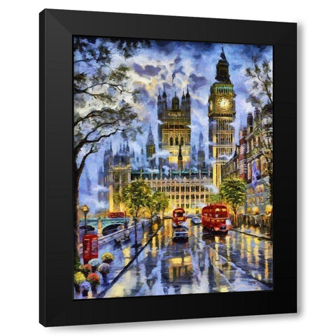 London Variations V Black Modern Wood Framed Art Print with Double Matting by Medeiros, Celito