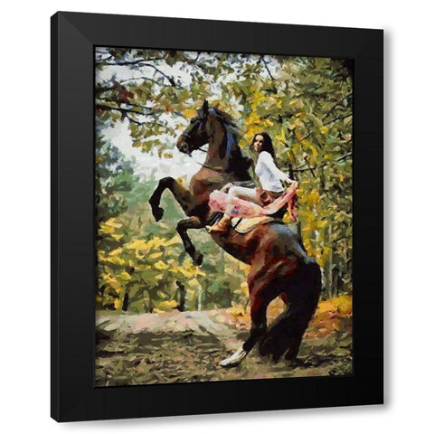 The Girl Rides a Brown Horse II Black Modern Wood Framed Art Print with Double Matting by Medeiros, Celito