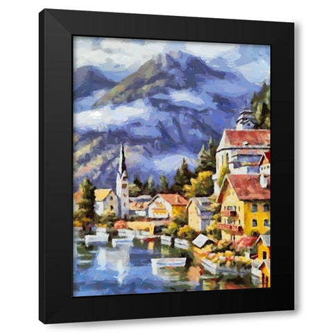 Lake in Austria Black Modern Wood Framed Art Print with Double Matting by Medeiros, Celito