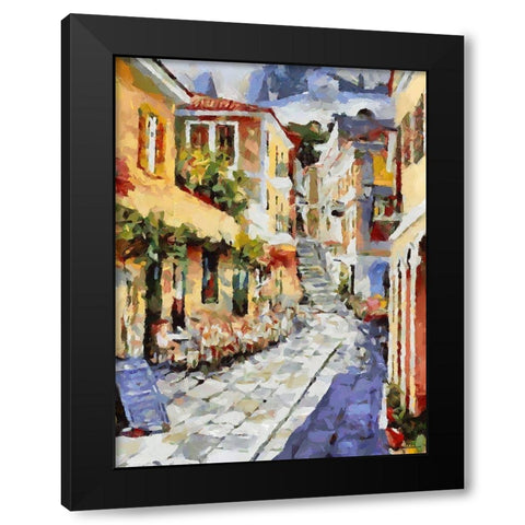 Memories of Santorini V Black Modern Wood Framed Art Print with Double Matting by Medeiros, Celito