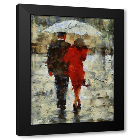 Under Umbrella I Black Modern Wood Framed Art Print with Double Matting by Medeiros, Celito