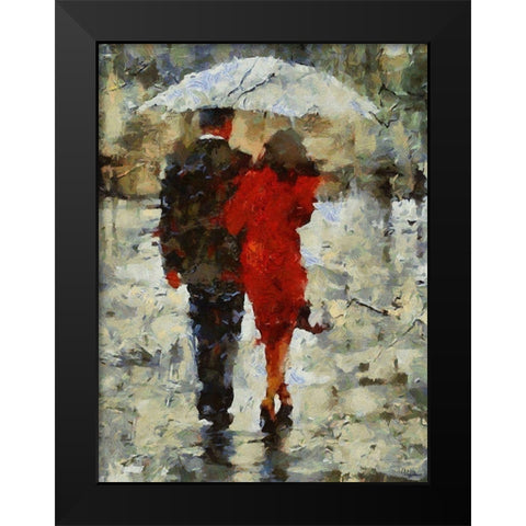 Under Umbrella I Black Modern Wood Framed Art Print by Medeiros, Celito