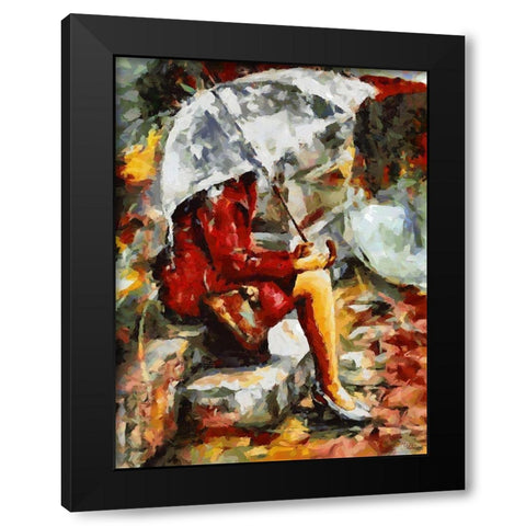 Under Umbrella II Black Modern Wood Framed Art Print by Medeiros, Celito