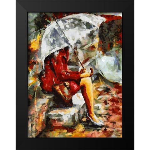 Under Umbrella II Black Modern Wood Framed Art Print by Medeiros, Celito