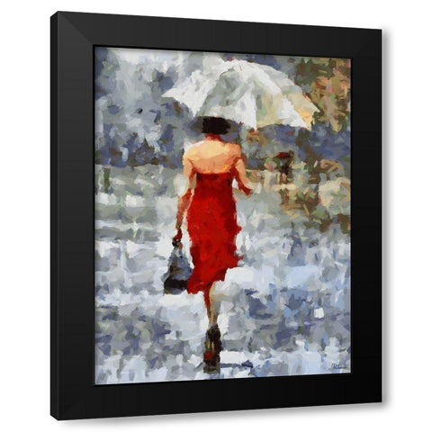 Under Umbrella III Black Modern Wood Framed Art Print with Double Matting by Medeiros, Celito