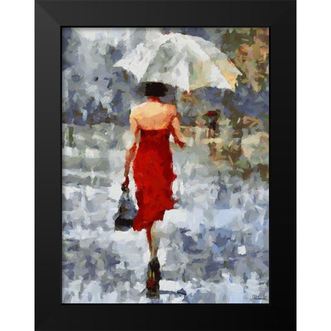 Under Umbrella III Black Modern Wood Framed Art Print by Medeiros, Celito