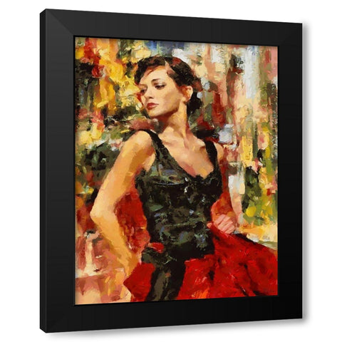 Girl dancing Tango I Black Modern Wood Framed Art Print with Double Matting by Medeiros, Celito