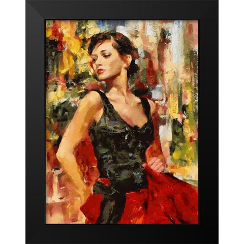 Girl dancing Tango I Black Modern Wood Framed Art Print by Medeiros, Celito